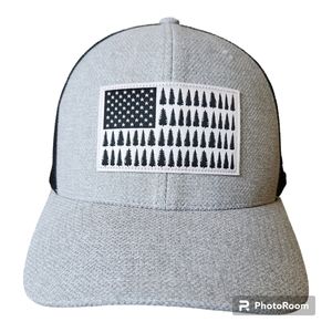 Columbia Flexfit Tree Flag Mesh Back Trucker Fitted High Crown Cap Hat Size L/XL